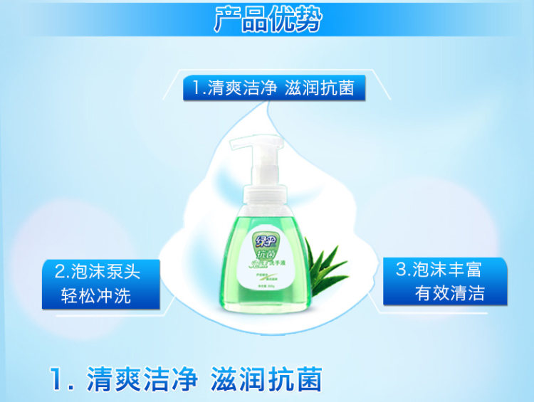绿伞 泡沫型抗菌洗手液 300g*4瓶 图3