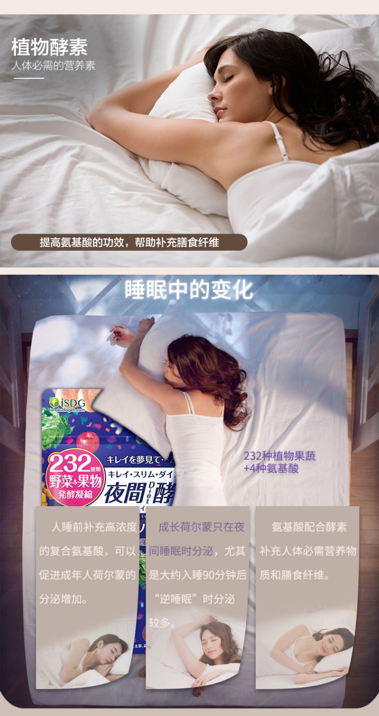 关晓彤代言 日本 ISDG 夜间/爽快/酵素 120粒 图5