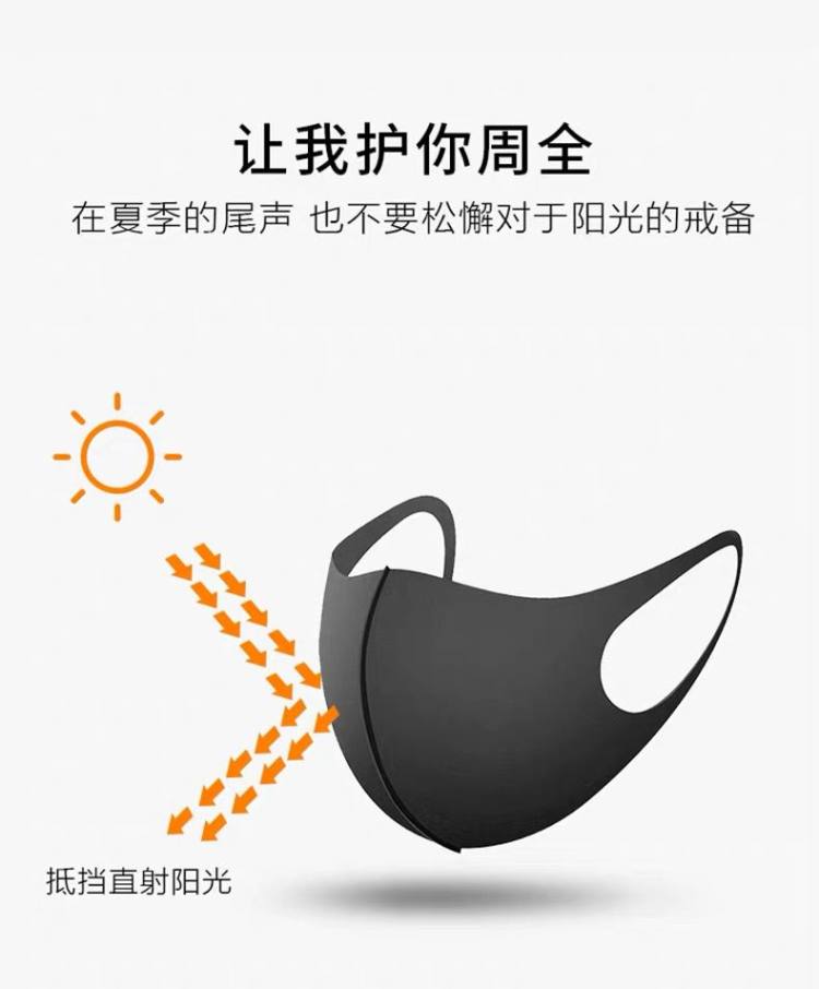 明星同款 可水洗立体口罩5只装 冰丝面料 透气顺滑 图2