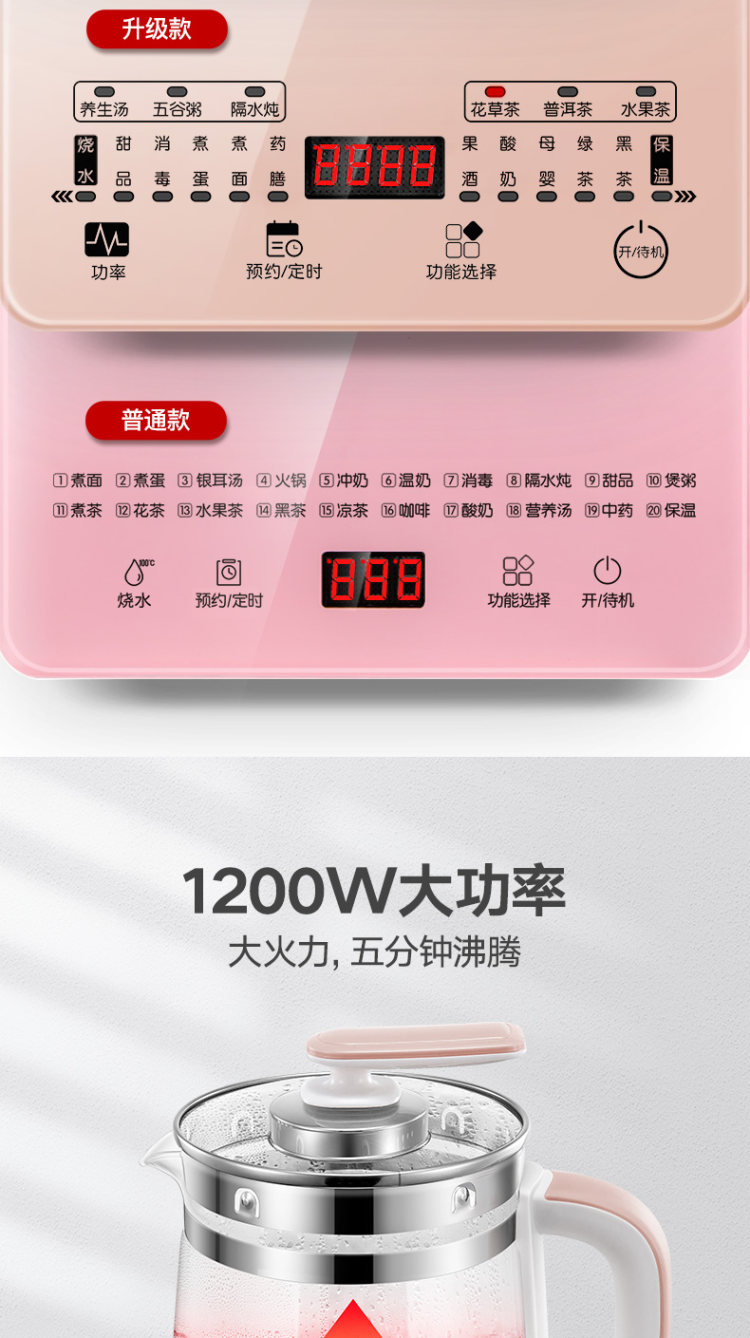 荣事达 全自动加厚玻璃多功能养生壶 图4