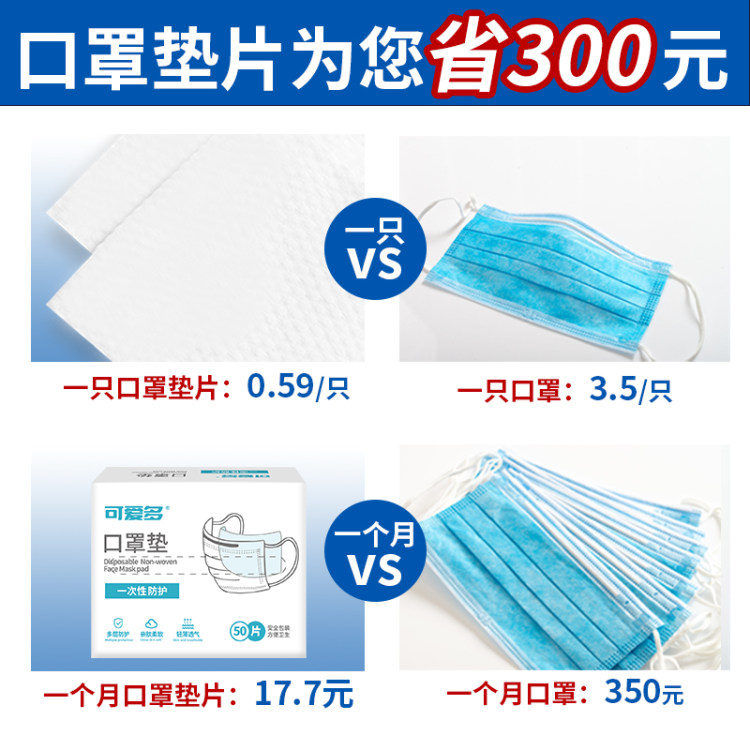 顺丰包邮 可爱多 一次性口罩垫 替换式过滤 50片 图3