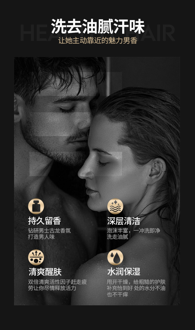 古势 男士专用 古龙香氛沐浴露 2瓶 持久留香水保湿 图2
