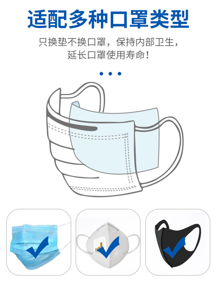 顺丰包邮 可爱多 一次性口罩垫 替换式过滤 50片 图6
