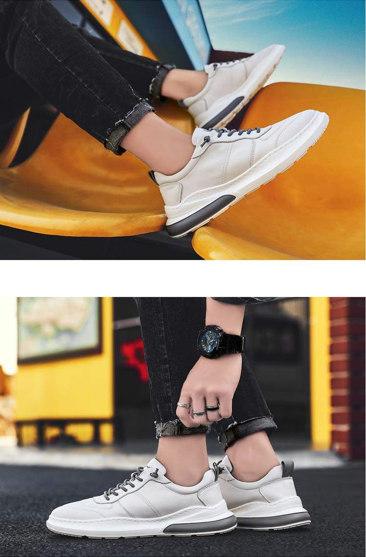 男士皮面休闲板鞋 小白鞋 图9