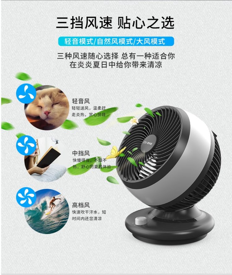 赛特斯 升级款航空螺旋扇叶 空气循环扇  最远可吹8m 图7