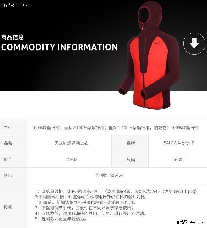 1.7折 德国 沙乐华Fanes Hybrid 抓绒羊毛针织 防风贴片拼接 春秋连帽外套 图4