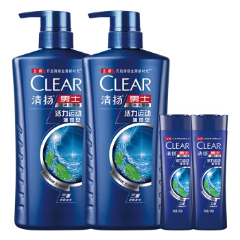 京东PLUS会员： CLEAR 清扬 活力运动薄荷 男士去屑洗发露 720ml*2+活力运动薄荷100ml*2 图4
