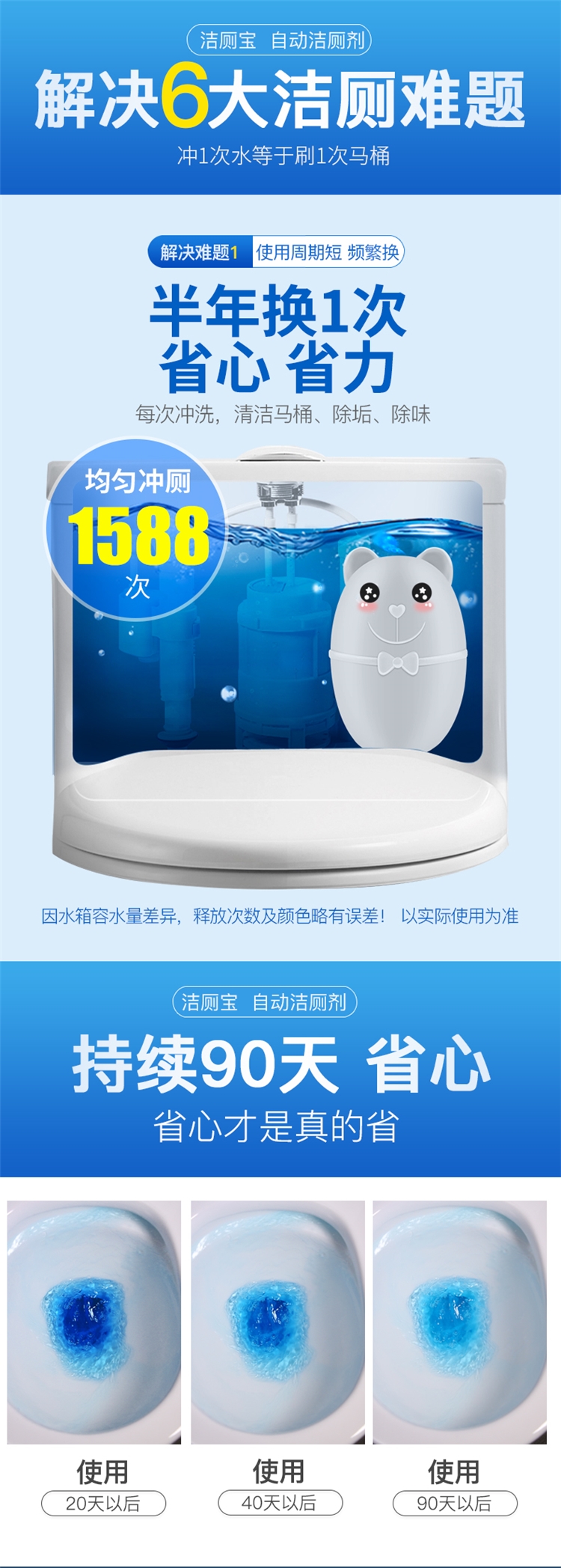 兔力 蓝泡泡清洁剂 长效耐用 告别脏马桶 图6