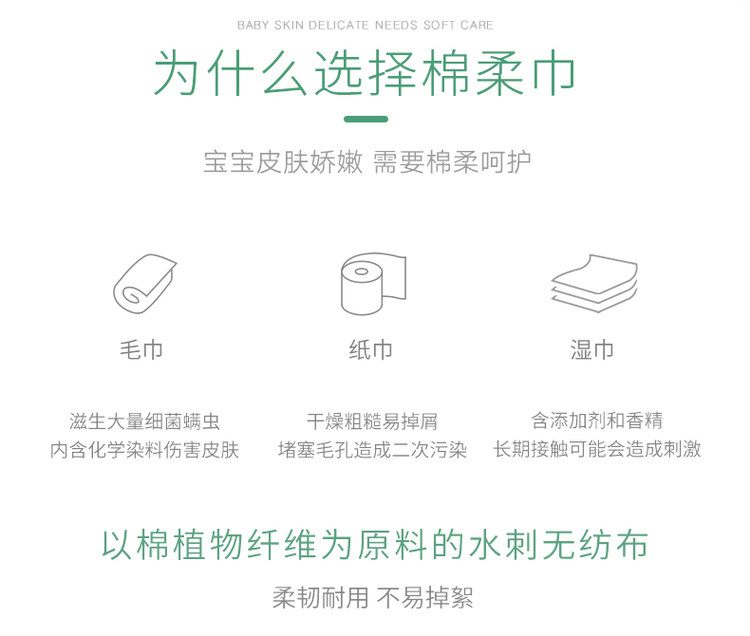 欧思朵 宝宝棉柔巾干湿两用 100抽*5包 图1