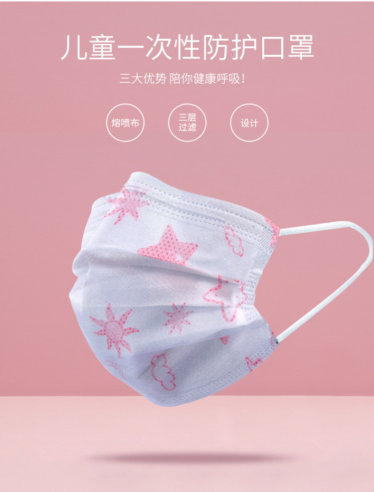 现货 儿童专用三层过滤口罩 20只 含熔喷层 图3