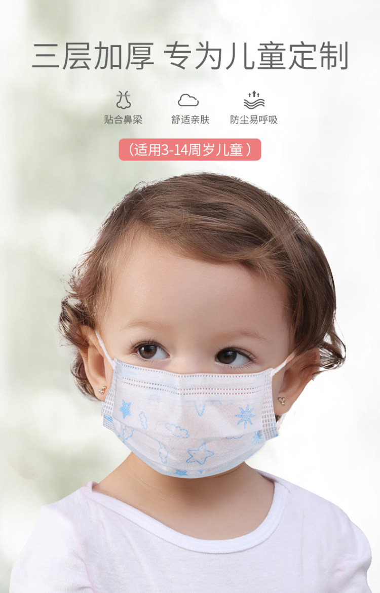 现货 儿童专用三层过滤口罩 20只 含熔喷层 图1