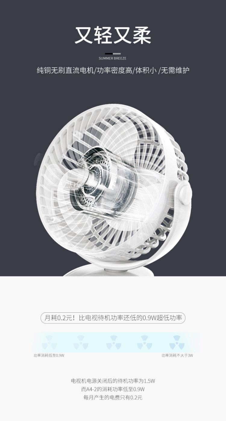 奥克斯 便携式USB静音迷你风扇 图6