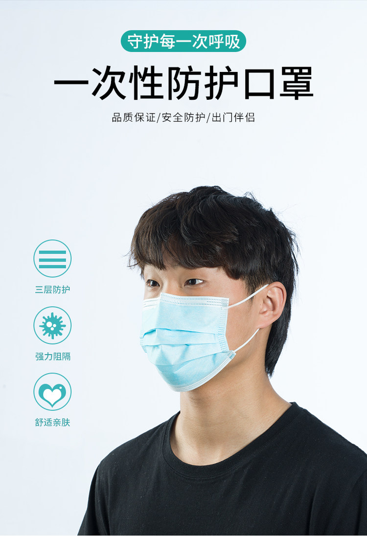 现货 一次性加厚三层含熔喷布过滤层 口罩10只 图1