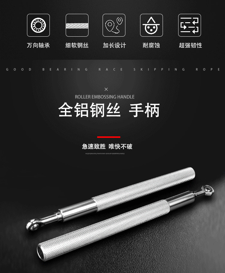 专业健身减脂跳绳 合金手柄钢丝绳进口轴承 图2