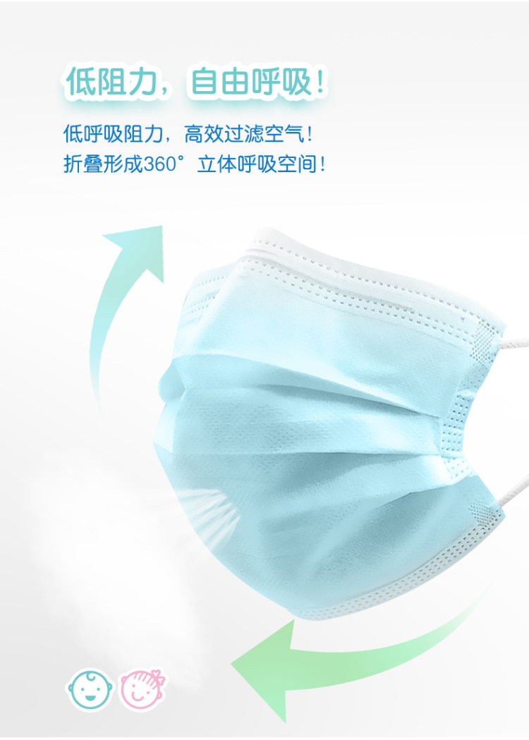 优茵 儿童一次性熔喷布口罩20片 图5