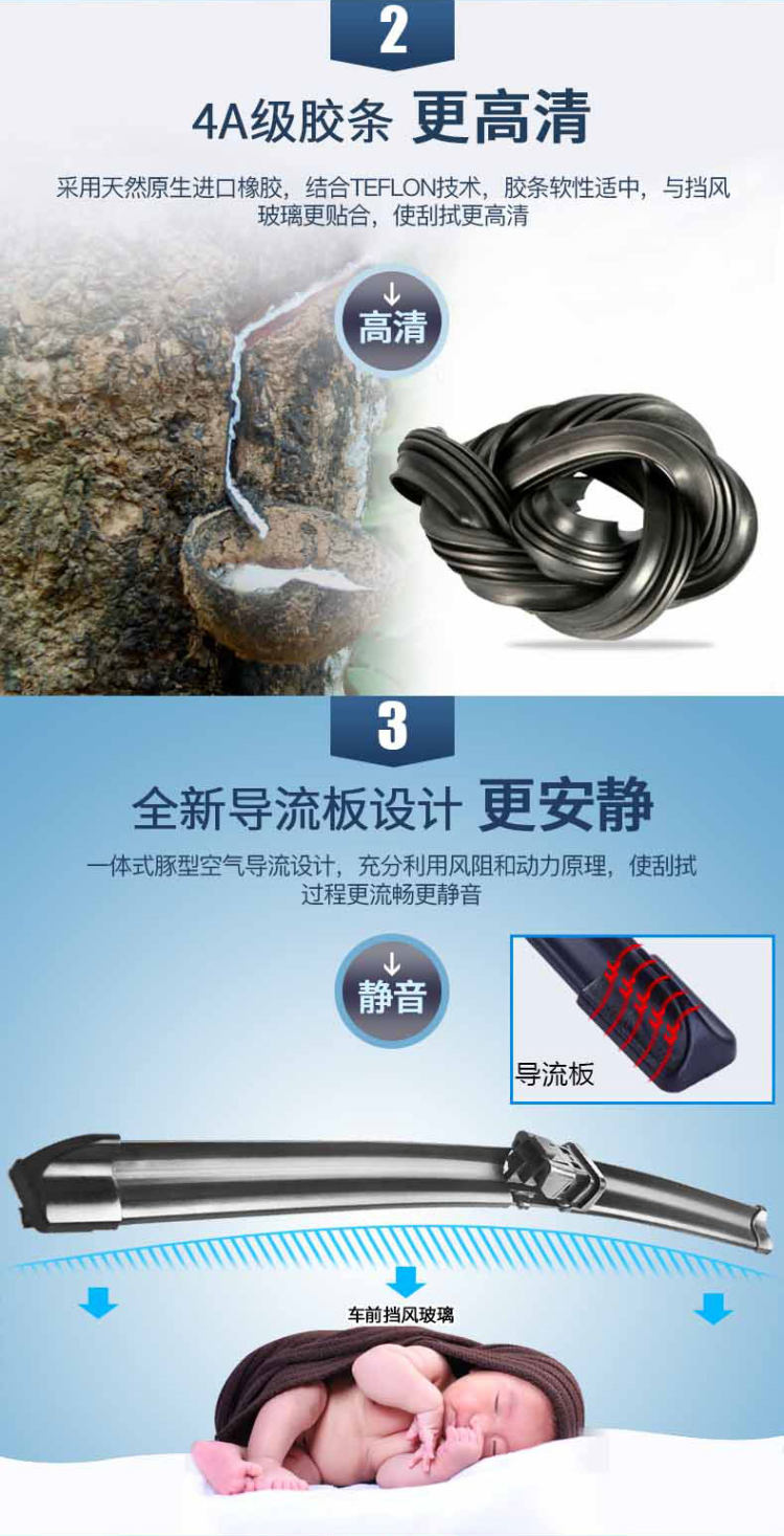 米多多 适合绝大部分车型 汽车U型通用雨刮器 图2