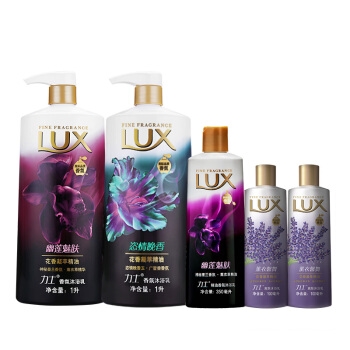 京东PLUS会员： LUX 力士 精油香氛沐浴乳套装（幽莲魅肤1kg+恣情晚香1kg+幽莲魅肤350g+薰衣馨舞100g*2） *2件 图2