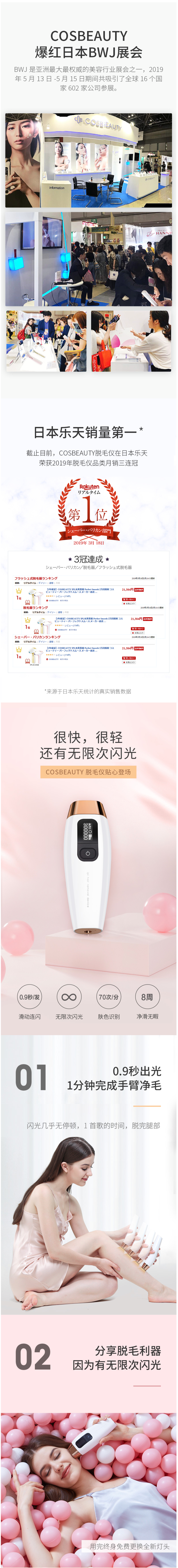 日本乐天销量第一 可思美 CosBeauty 激光无痛脱毛仪 30万发 图1