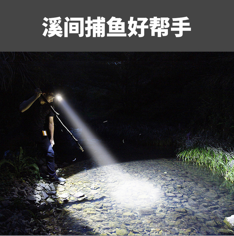 神鱼 头戴式充电头灯手电筒 图3