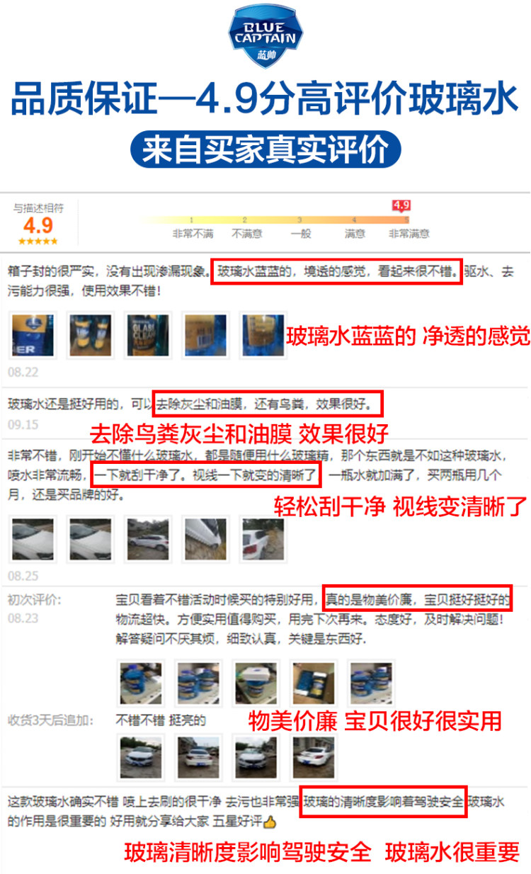 蓝帅 防冻汽车清理去污玻璃水 1.8L*2瓶 图3