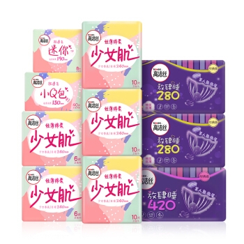 Kotex 高洁丝 少女肌放肆睡日夜组合装（240mm*42片+280mm*16片+420mm*4片+护垫*40片+190mm迷你*8片） *2件 图2