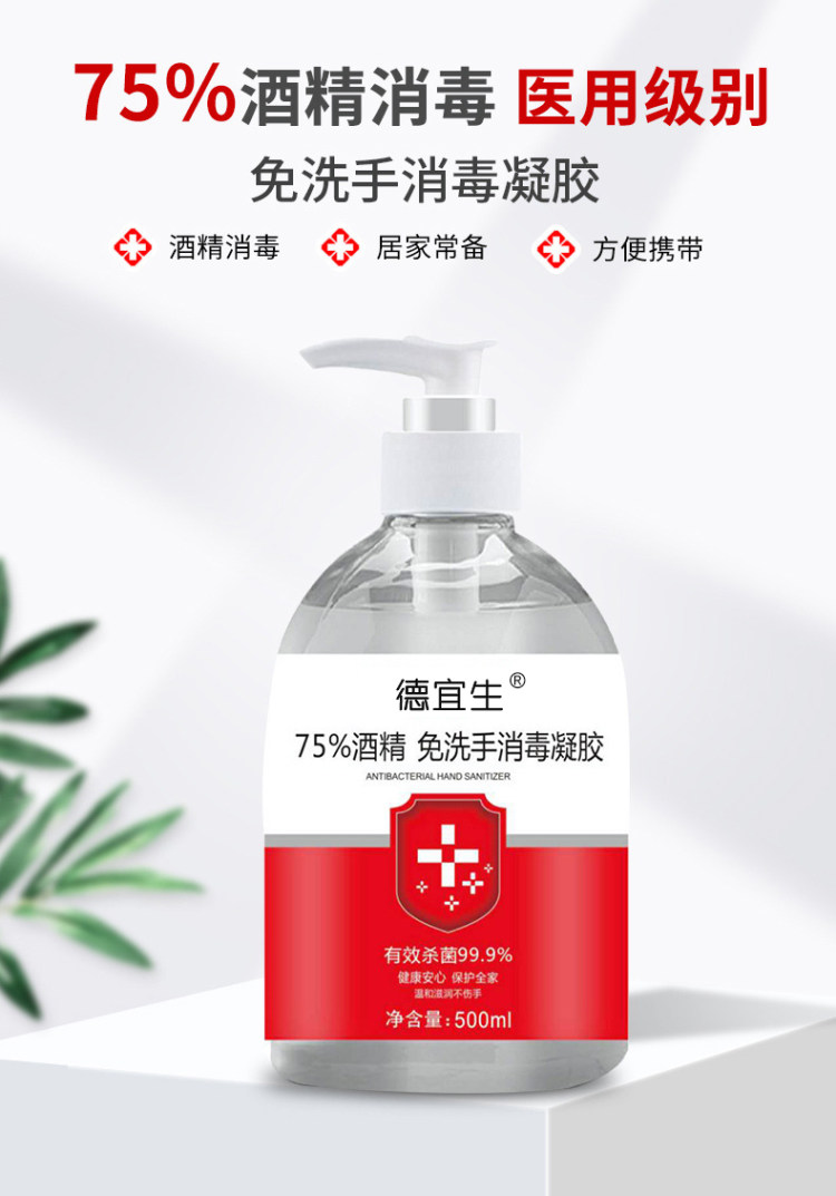德宜生 免洗消毒洗手液 500ml 儿童成人通用 图1