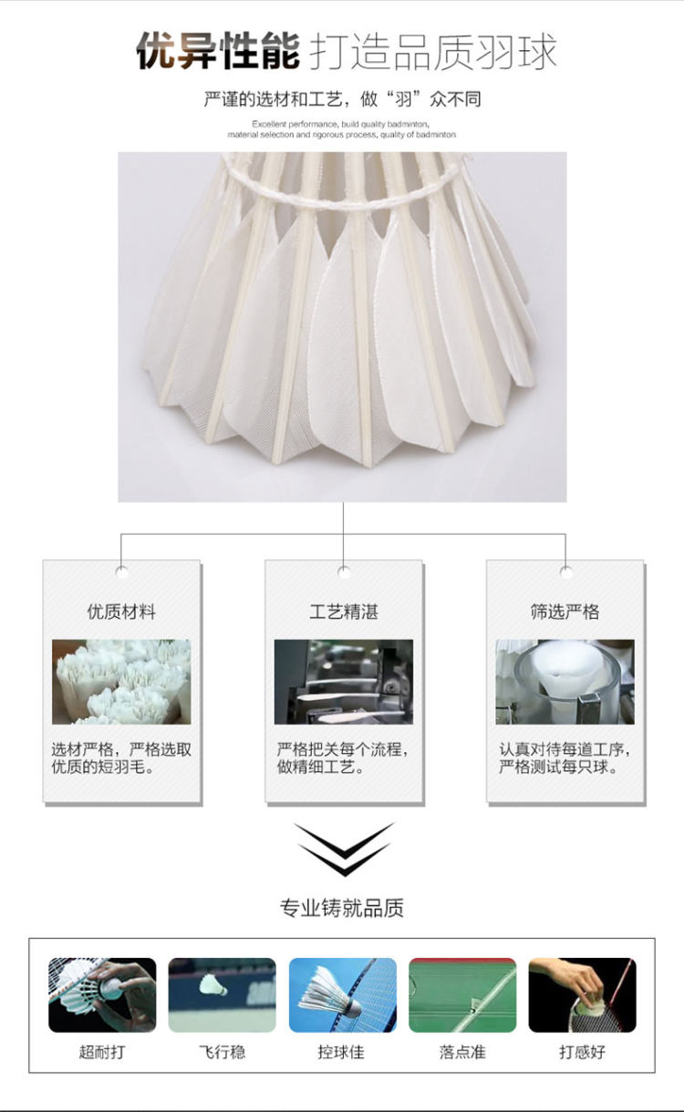 耐打王 鹅毛羽软木毛球12只装 图2