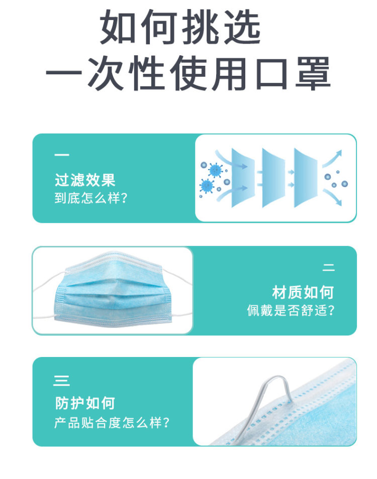 百佳爱 一次性防护口罩三层10个装 图2