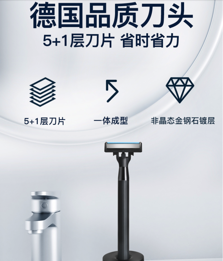 小米生态链 新思达 手动剃须刀8件套 德国进口6层刀片 图4