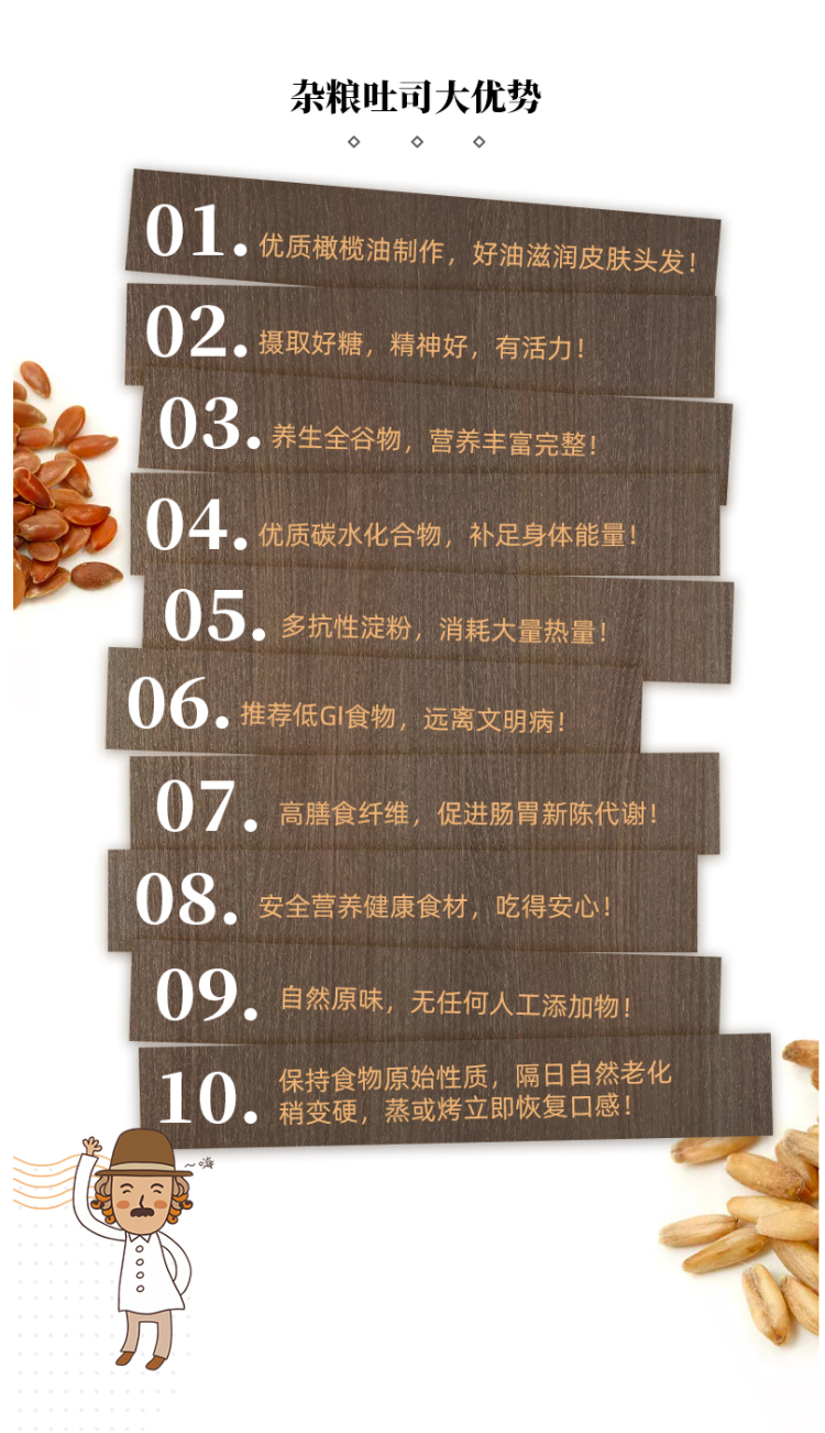 米其林星级肯定 马可先生 全麦无蔗糖无油厚切吐司面包 500g 图5