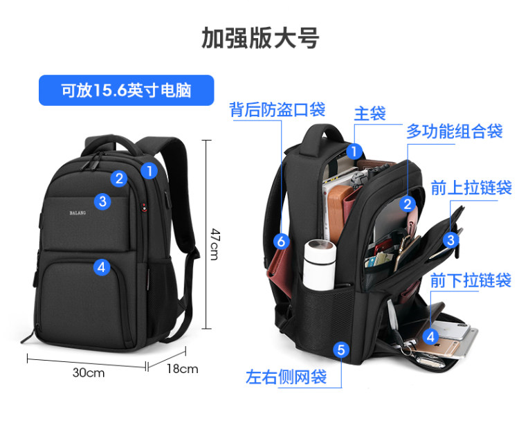 顺丰包邮 巴郎 多功能双肩包 图7