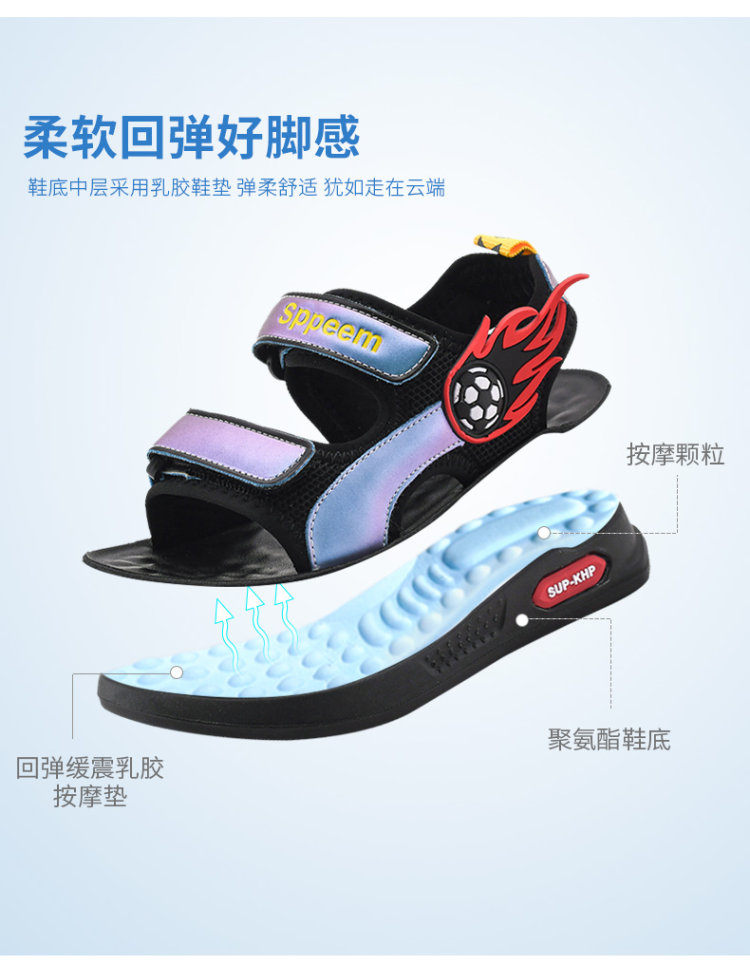 中大童儿童沙滩鞋魔术贴凉鞋 图4