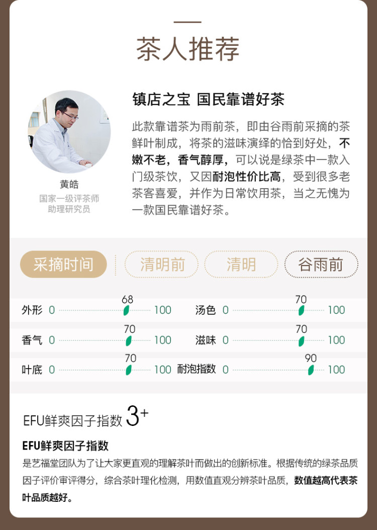 艺福堂 雨前西湖龙井茶 250g 图2