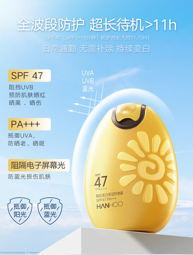 韩后 美白保湿 太阳蛋防晒霜 SPF47 图7