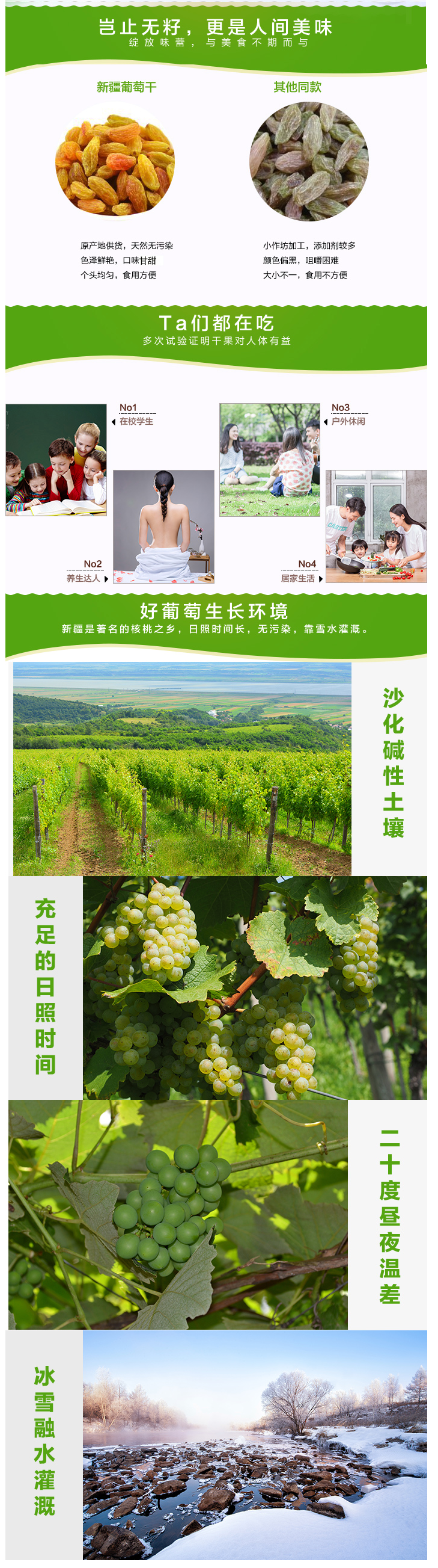 新疆特产 以稀 吐鲁番绿香妃王大葡萄干 500g 图2