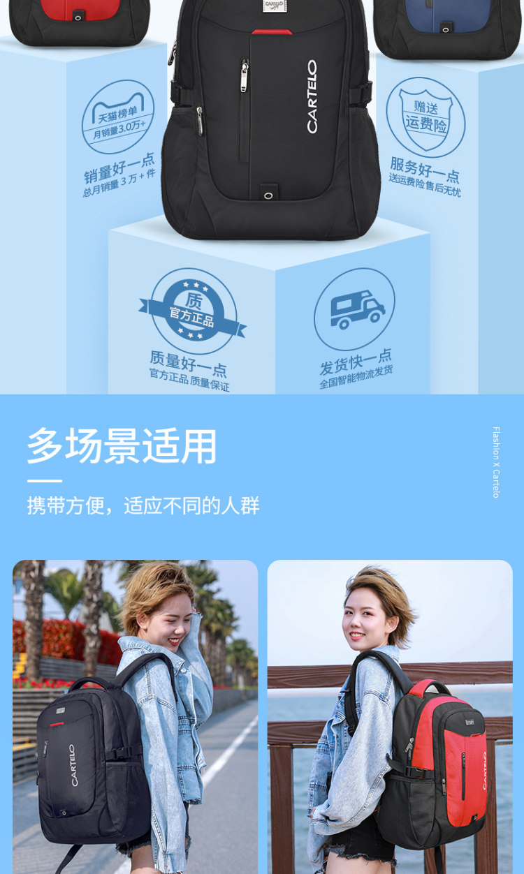 卡帝乐鳄鱼 运动休闲双肩包 图1