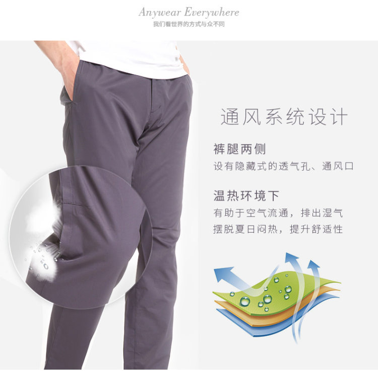 神价1.7折 地球科学家 特氟龙防水抗污三防面料 男休闲裤 膝盖有透气孔 图3