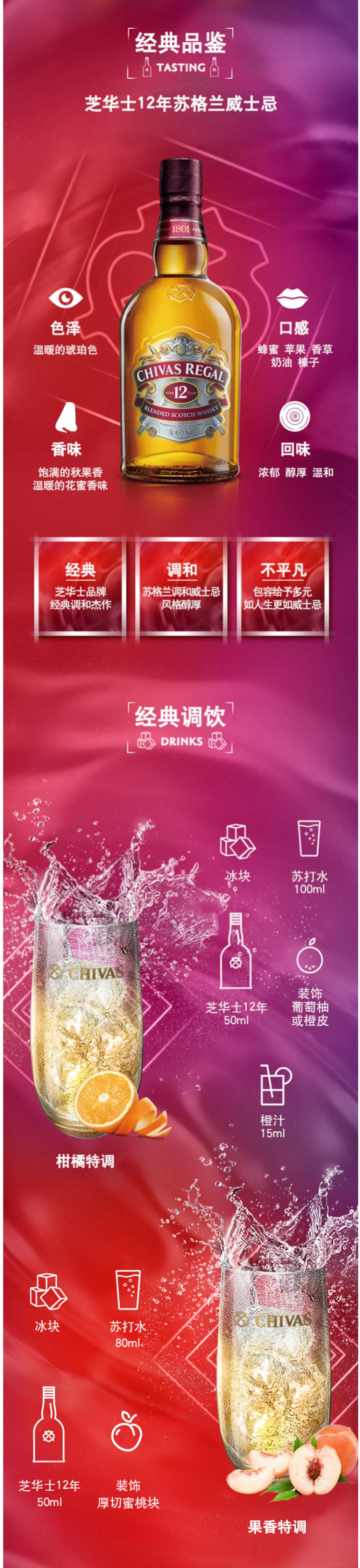 英国原装进口 芝华士 Chivas 12年 苏格兰威士忌 500ml*2瓶 图2