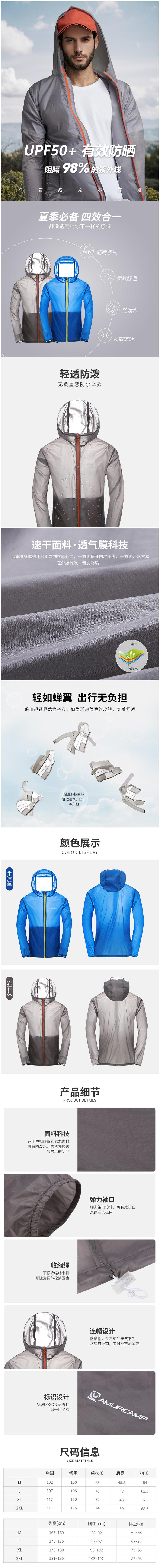 Amurcamp 19年升级款 75克 超轻尼龙 男皮肤风衣 图1