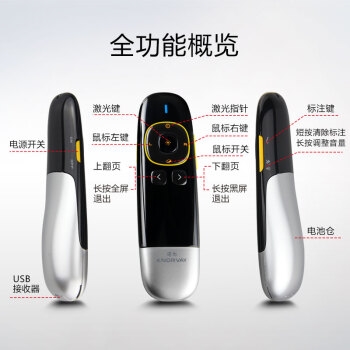 KNORVAY 诺为 N86 数字激光翻页笔 红光 银黑色 *4件 图2
