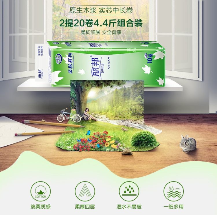 天猫超市 丽邦 4层加厚无芯纯木浆卷纸 20卷*2件 图1
