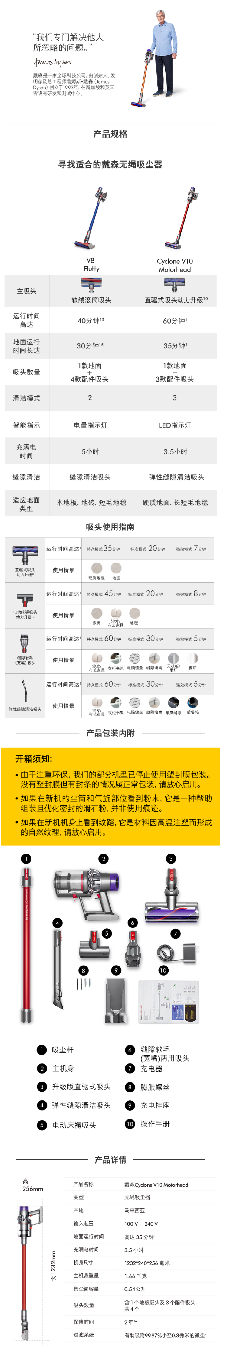 戴森 V10 Motorhead 手持式无绳吸尘器 配4个吸头 图20