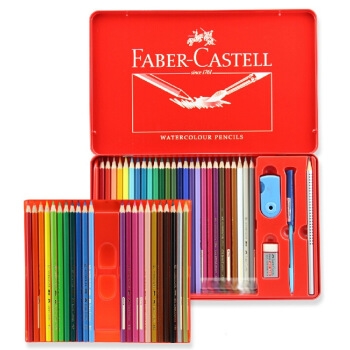 Faber-castell 辉柏嘉 115949 水溶性彩色铅笔 48色 红铁盒装 图1