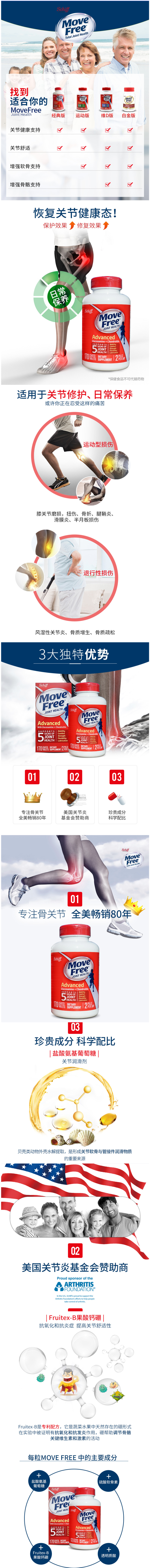 美国产 维骨力MoveFree 红盒软骨素 170粒*2瓶 关节疼首选 图4