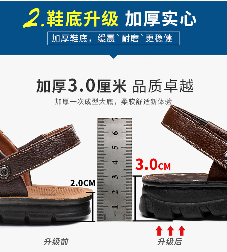 苹果 整张头层牛皮制作凉拖鞋 图2