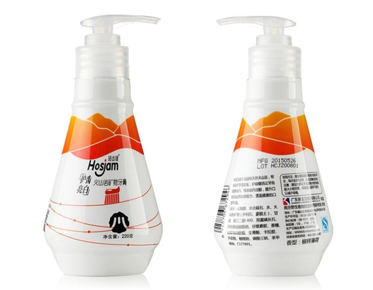 Hosjam 皓齿健 双色粒子按压式牙膏 冬青薄荷 220g *8件 图4