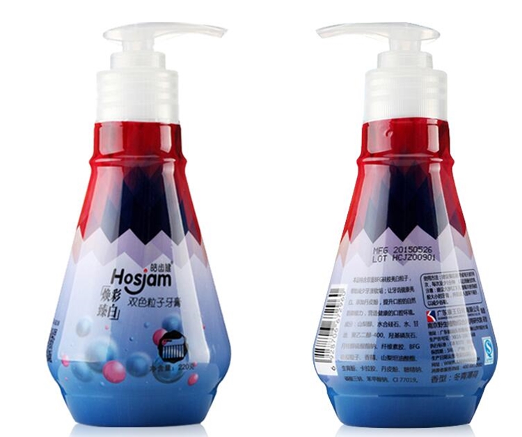 Hosjam 皓齿健 双色粒子按压式牙膏 冬青薄荷 220g *8件 图3