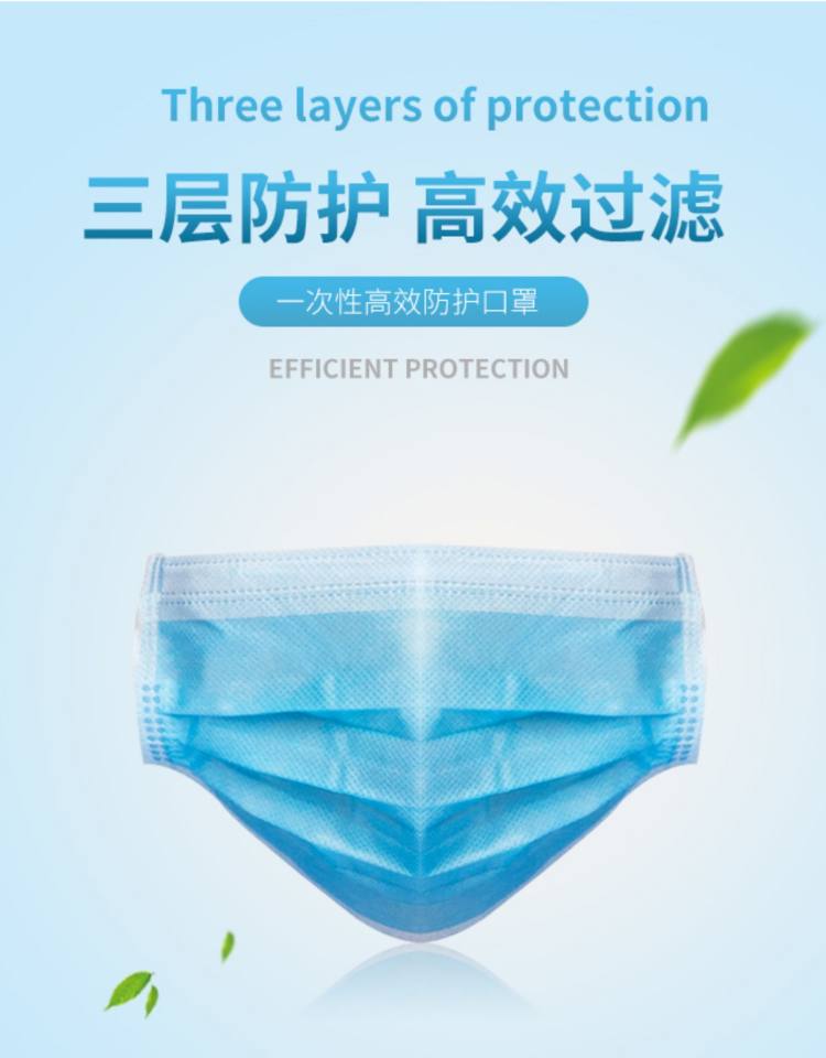 含熔喷布三层防护口罩 50个装 图1