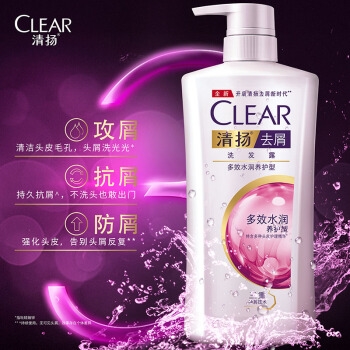 CLEAR 清扬 去屑洗发水套装 （多效水润型720g*2+送多效水润100g*2 ）+袋装洗发水200g*2包 图3