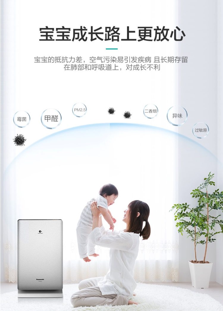 松下 纳米水离子空气净化器 除PM2.5/甲醛/异味/粉尘 图4